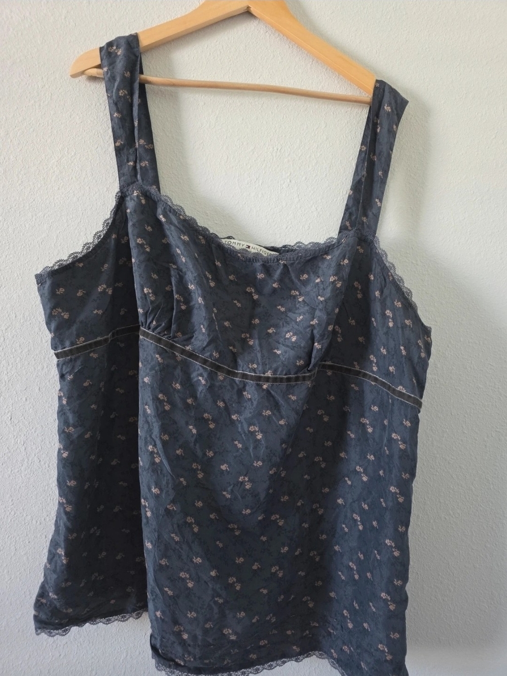 Tommy Hilfiger Navy Floral Camisole Tank with Lace Trim